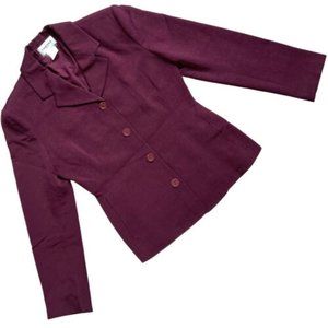 Caroll (France) Drill Silk Viscose Inseam Pocket Empire Blazer Bordeaux (Khaite)